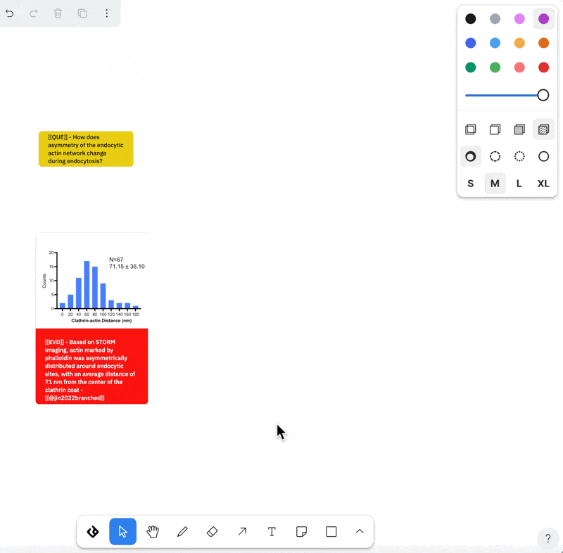 Using freehand drawing tools to annotate the canvas